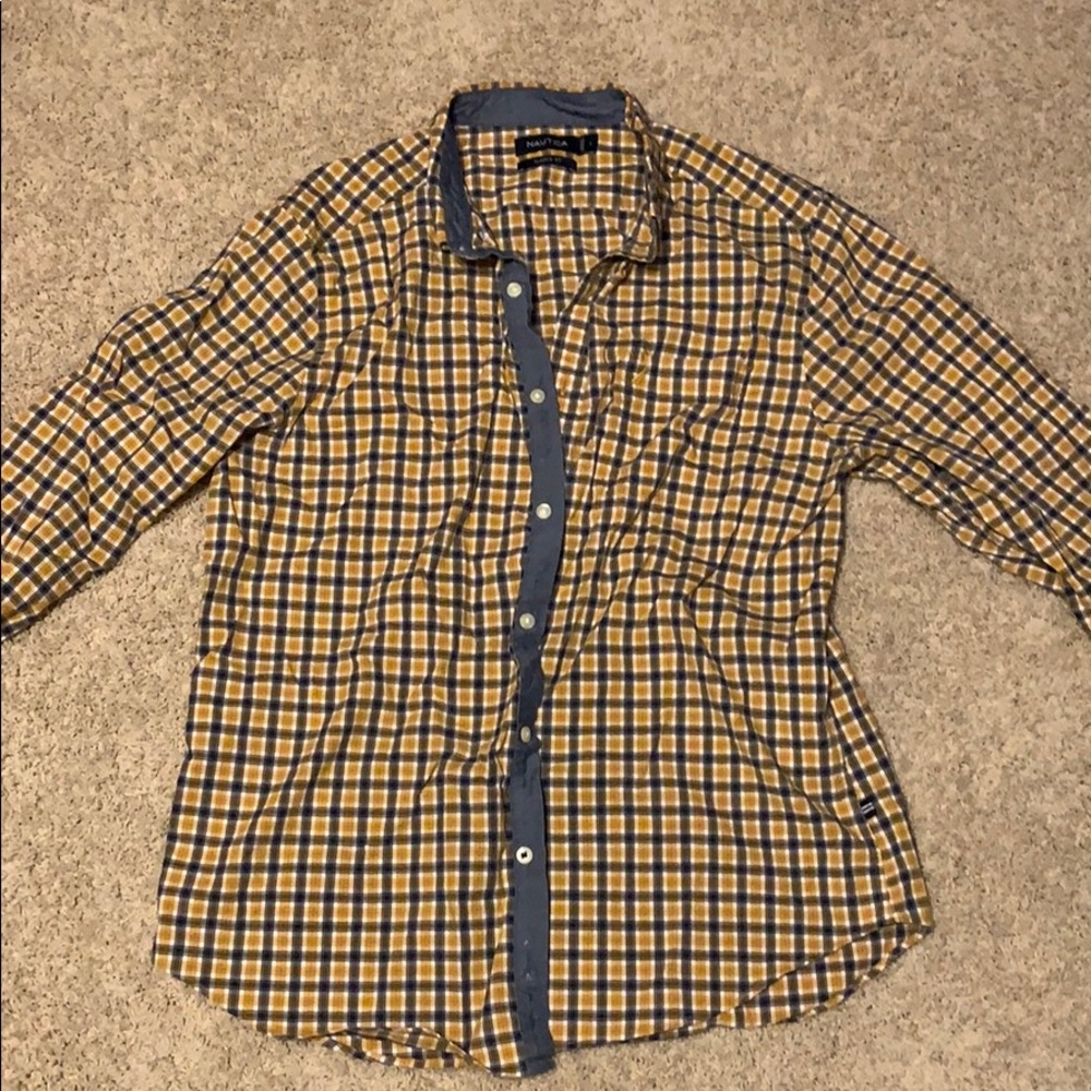 Yellow and blue dress shirt